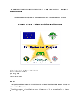 Report on Regional Workshop on Chainsaw Milling, Ghana