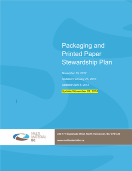 Packaging and Printed Paper Stewardship Plan