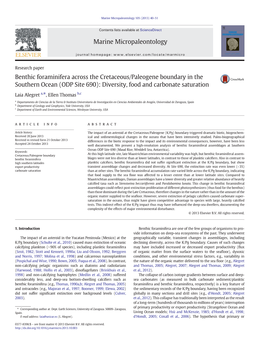 Benthic Foraminifera Across the Cretaceous/Paleogene Boundary in the Southern Ocean (ODP Site 690): Diversity, Food and Carbonate Saturation