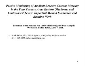 Passive Monitoring of Ambient Reactive Gaseous Mercury in The