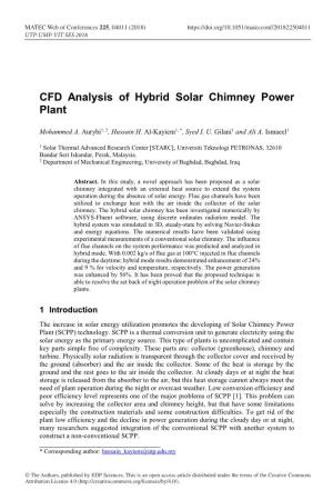 CFD Analysis of Hybrid Solar Chimney Power Plant