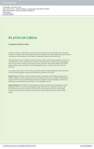 Plants of China: a Companion to the Flora of China Edited by Hong De-Yuan and Stephen Blackmore Frontmatter More Information
