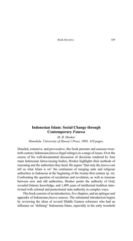 Indonesian Islam: Social Change Through Contemporary Fatawa M