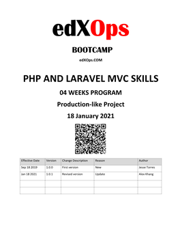 PHP and LARAVEL MVC SKILLS 04 WEEKS PROGRAM Production-Like Project 18 January 2021