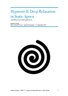 Hypnosis and Deep Relaxation in Static Apnea