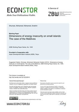 Dimensions of Energy Insecurity on Small Islands: the Case of the Maldives