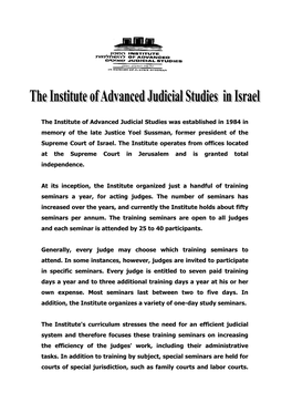 The Institute of Advanced Judicial Studies in Israel