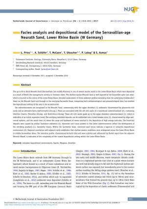 Facies Analysis and Depositional Model of the Serravallian-Age Neurath Sand, Lower Rhine Basin (W Germany)