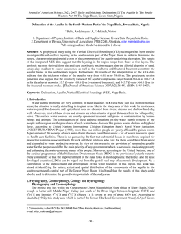 2007, Bello and Makinde, Delineation of the Aquifer in the South- Western Part of the Nupe Basin, Kwara State, Nigeria