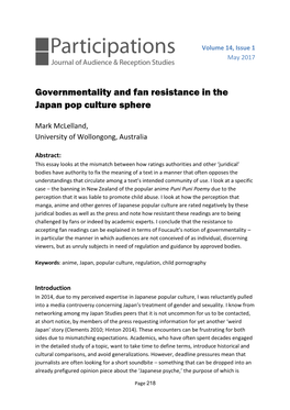 Governmentality and Fan Resistance in the Japan Pop Culture Sphere