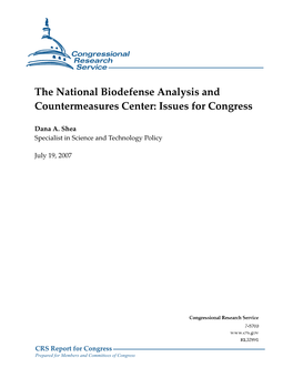 The National Biodefense Analysis and Countermeasures Center: Issues