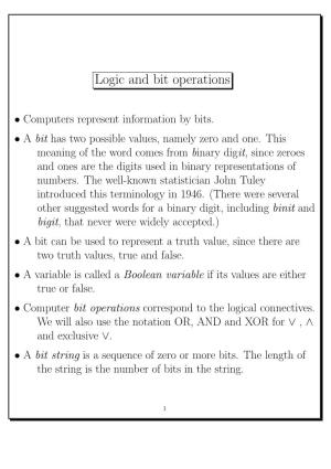 Logic and Bit Operations