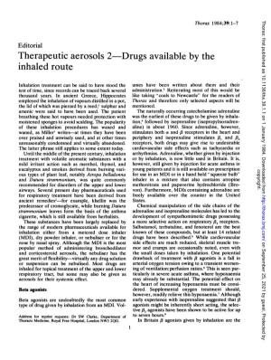 Therapeutic Aerosols 2-Drugs Available by the Inhaled Route