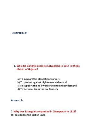 03 1. Why Did Gandhiji Organise Satyagraha in 1917 in Kheda District of Gujarat?