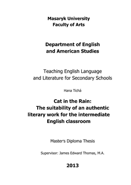 Department of English and American Studies Teaching English