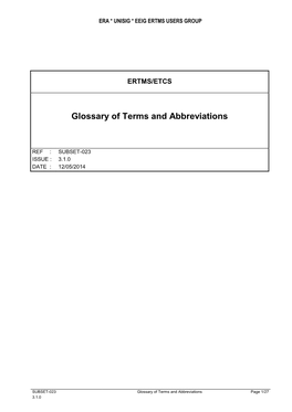 SUBSET-023 Glossary of Terms and Abbreviations Page 1/27 3.1.0