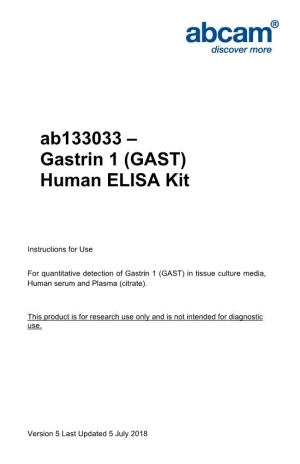 Ab133033 – Gastrin 1 (GAST) Human ELISA Kit