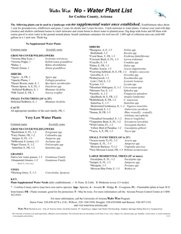 Water Plant List for Cochise County, Arizona