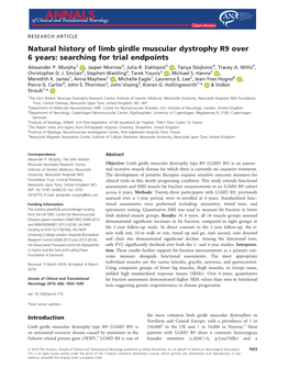 Natural History of Limb Girdle Muscular Dystrophy R9 Over 6 Years: Searching for Trial Endpoints Alexander P