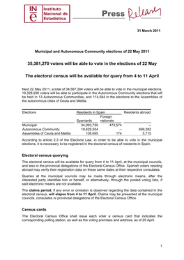 Municipal and Autonomous Community Elections of 22 May 2011