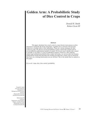 A Probabilistic Study of Dice Control in Craps