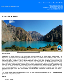 Rara Lake to Jumla