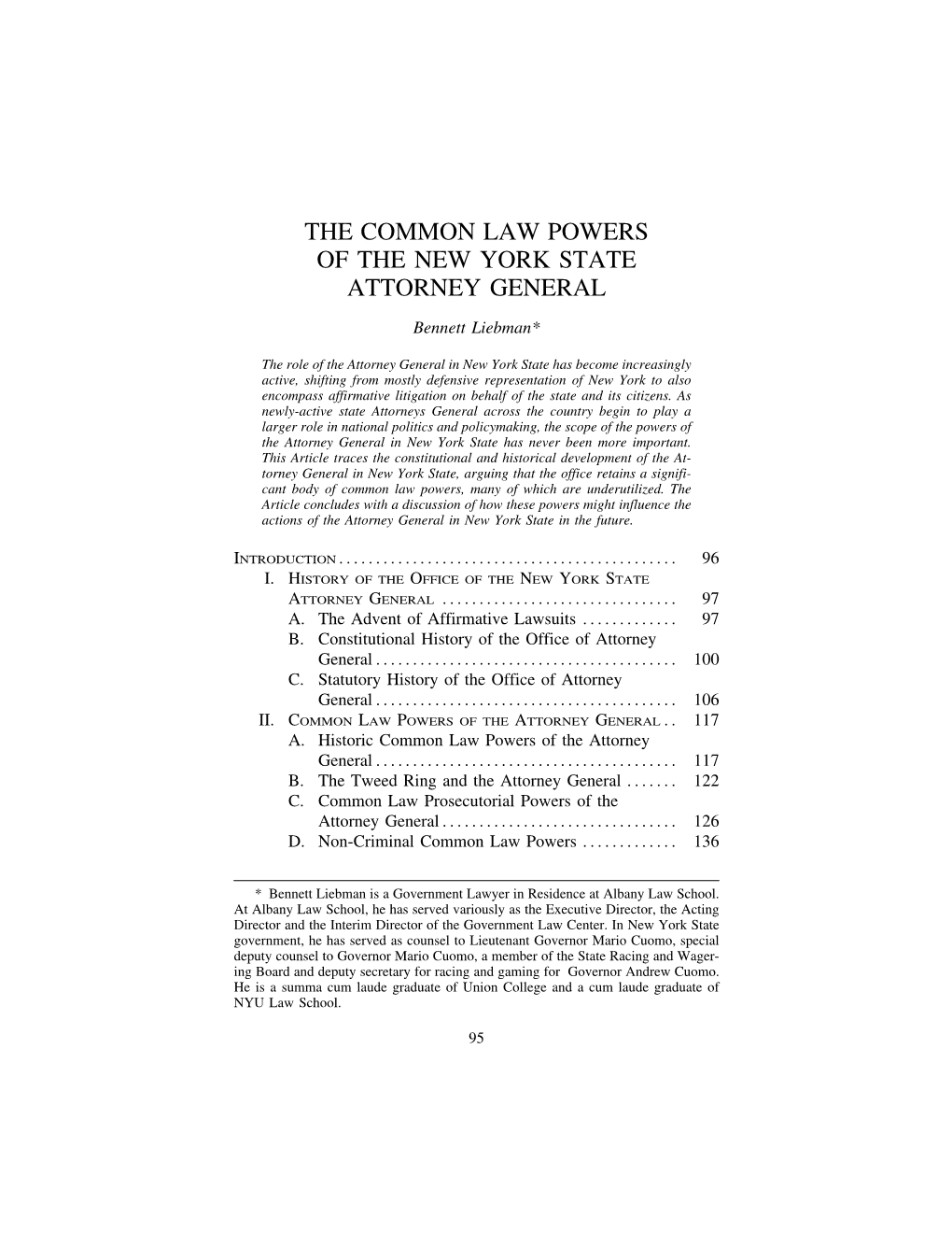 The Common Law Powers of the New York State Attorney General