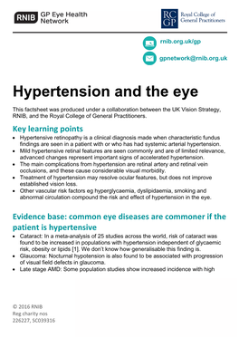 Hypertension and the Eye