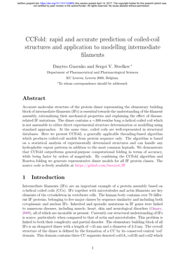 Rapid and Accurate Prediction of Coiled-Coil Structures and Application to Modelling Intermediate ﬁlaments