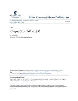 Chapter Six - 1969 to 1982 Ralph Beebe George Fox University, Rbeebe@Georgefox.Edu