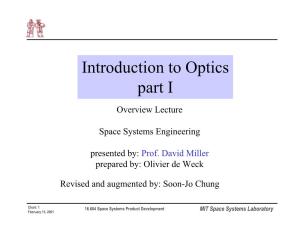 Introduction to Optics Part I