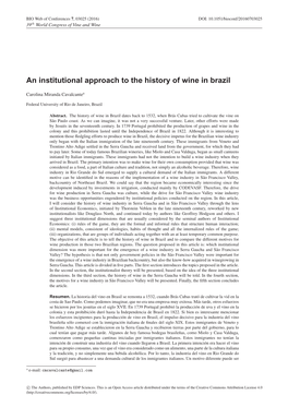 An Institutional Approach to the History of Wine in Brazil