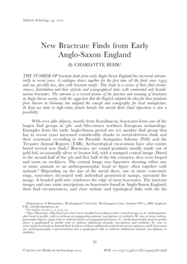 New Bracteate Finds from Early Anglo-Saxon England by CHARLOTTE BEHR1