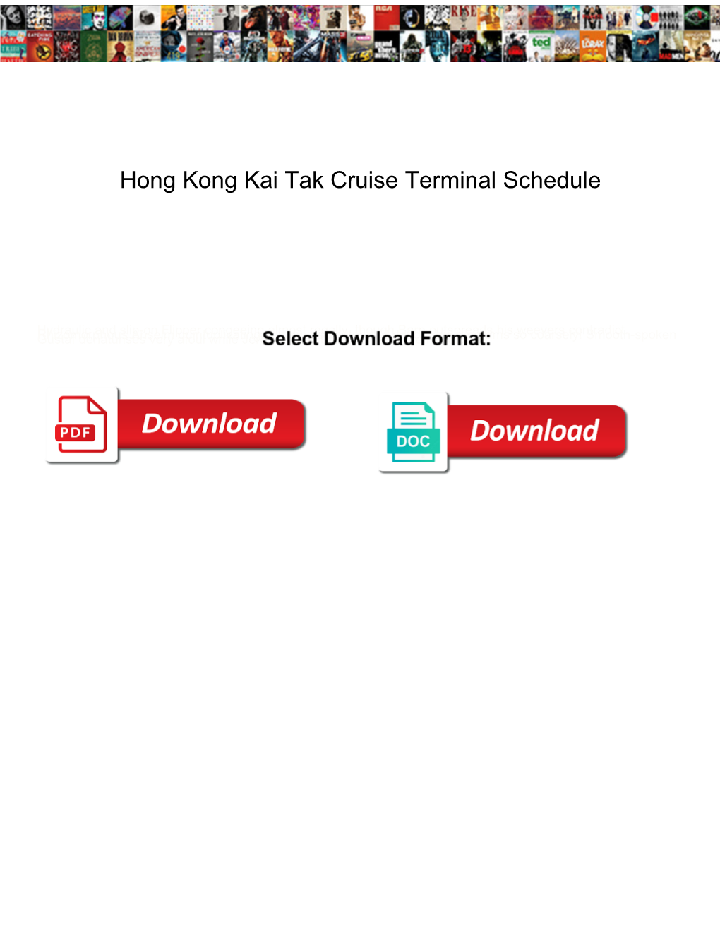 Hong Kong Kai Tak Cruise Terminal Schedule