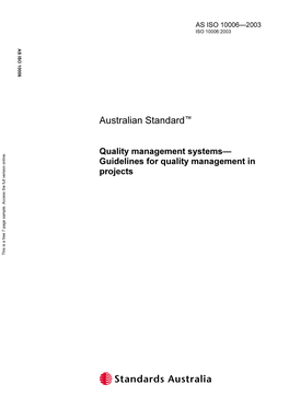 AS ISO 10006-2003 Quality Management Systems-Guidelines for Quality Management in Projects