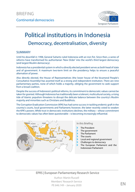 Political Institutions in Indonesia Democracy, Decentralisation, Diversity