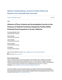 Influence of Pinus Contorta and Arctostaphylos Uva-Ursi on The