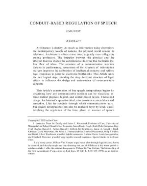 Conduit-Based Regulation of Speech