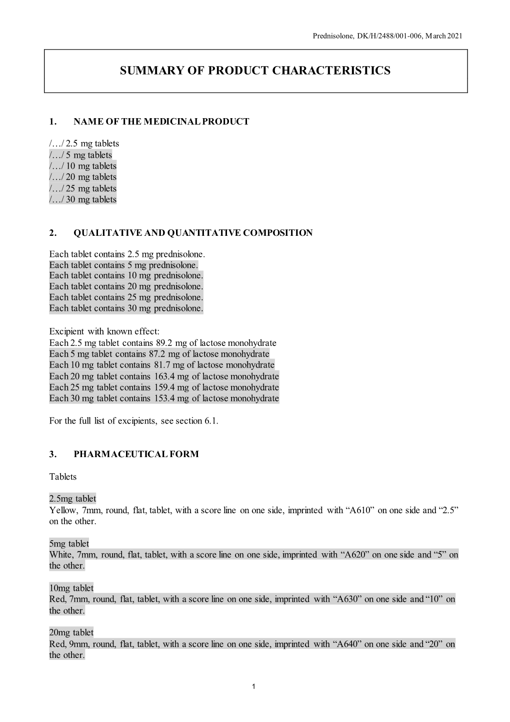 Summary of Product Characteristics