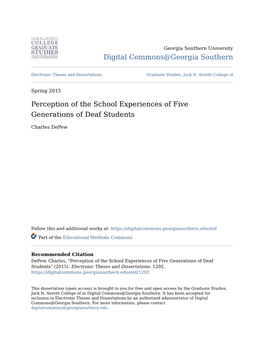 Perception of the School Experiences of Five Generations of Deaf Students