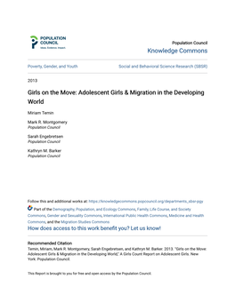 Adolescent Girls & Migration in the Developing World