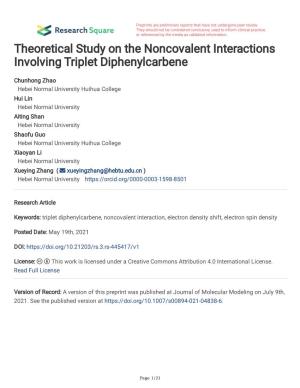 Theoretical Study on the Noncovalent Interactions Involving Triplet Diphenylcarbene