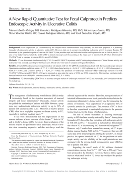 A New Rapid Quantitative Test for Fecal Calprotectin Predicts