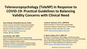 Teleneuropsychology (Telenp) in Response to COVID-19: Practical Guidelines to Balancing Validity Concerns with Clinical Need
