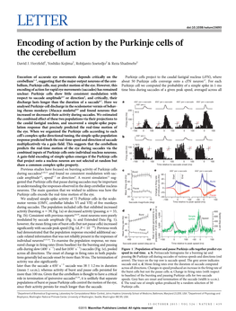 (2015) Encoding of Action by the Purkinje Cells of the Cerebellum