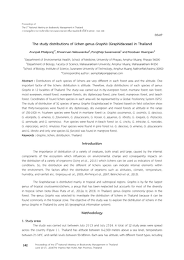 The Study Distributions of Lichen Genus Graphis (Graphidaceae) in Thailand