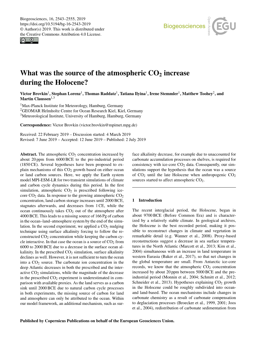 What Was the Source of the Atmospheric CO2 Increase During the Holocene?