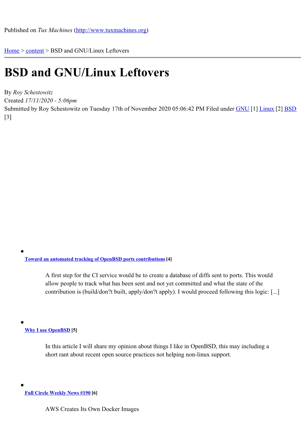 BSD and GNU/Linux Leftovers