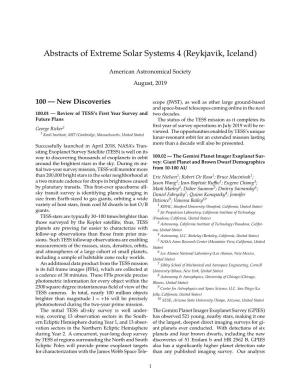 Abstracts of Extreme Solar Systems 4 (Reykjavik, Iceland)