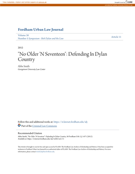 "No Older 'N Seventeen": Defending in Dylan Country Abbe Smith Georgetown University Law Center